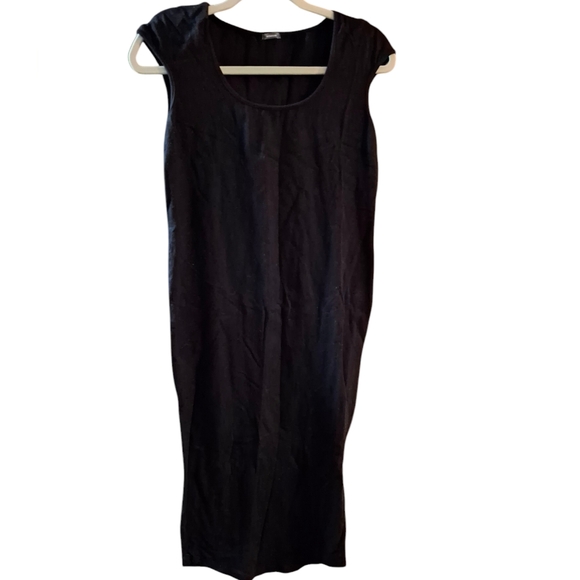 Monrow Dress S Fill Length Black Cotton Cap Sleeve Maxi Soft Flowy StretchDimen - Picture 1 of 4